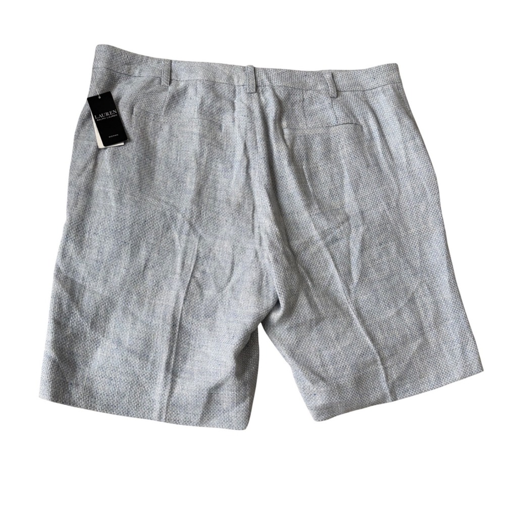 Lauren Ralph Lauren Woman Linen Silk Blend Shorts Blue Bermuda Pleated NWT 18W - Picture 6 of 12